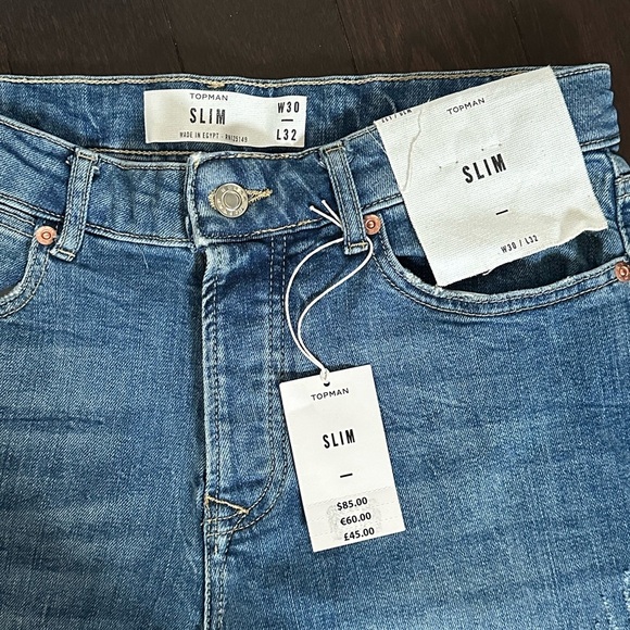 BNWT Topman Slim Fit Distressed Denim Men’s Jeans W30 L32 - Picture 4 of 8